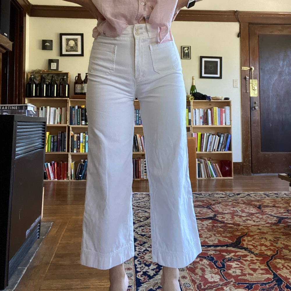 Marine Layer Bridget wide leg pant, white, sz 0